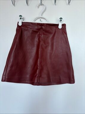 Dynamite Faux Leather A-Line Mini Skirt - Burgundy